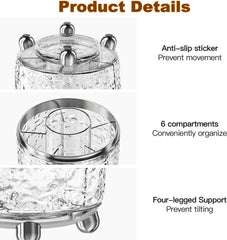 Rotating Makeup Brush Holder with Lid-Light Grey