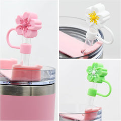 Silicone Straw Cover Cap (Flowers Design)