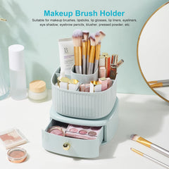 Rotating Cosmetic Holder with Drawer-Light Green