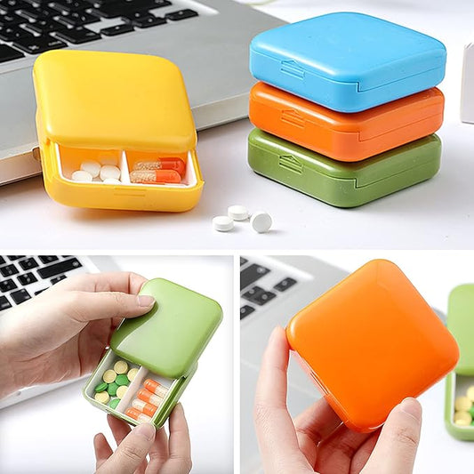 Portable Push-Pull Pill Box Two Compartments