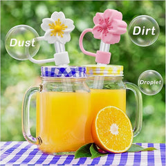 Silicone Straw Cover Cap (Flowers Design)