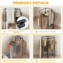 360 Rotating Hexagonal Clothes Rack