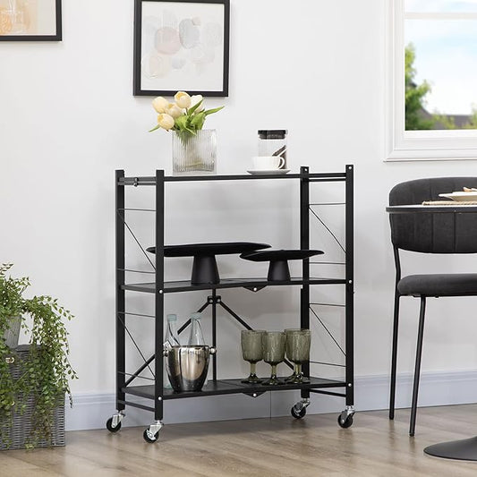 3 Layer Foldable Kitchen Storage Trolley