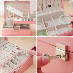2 Layer Pu Leather Jewellery Box-Pink