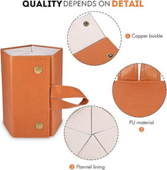 5 Slots Leather Sunglasses Organizer-Brown