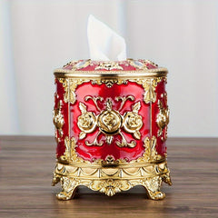 European Tissue Box Round-Red