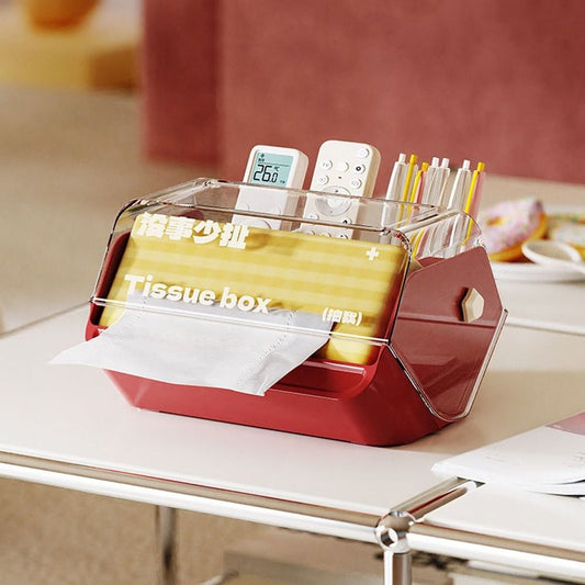 Durable Plastic Anti Slip Tissue Box-Red