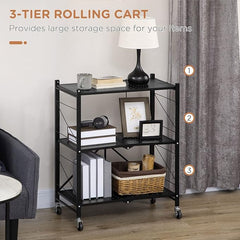 3 Layer Foldable Kitchen Storage Trolley