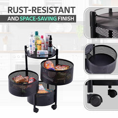 3 Tiers Rotatable Storage Trolley- Round