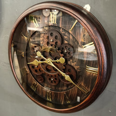 Wall Mounted Gear Clock (Brown)