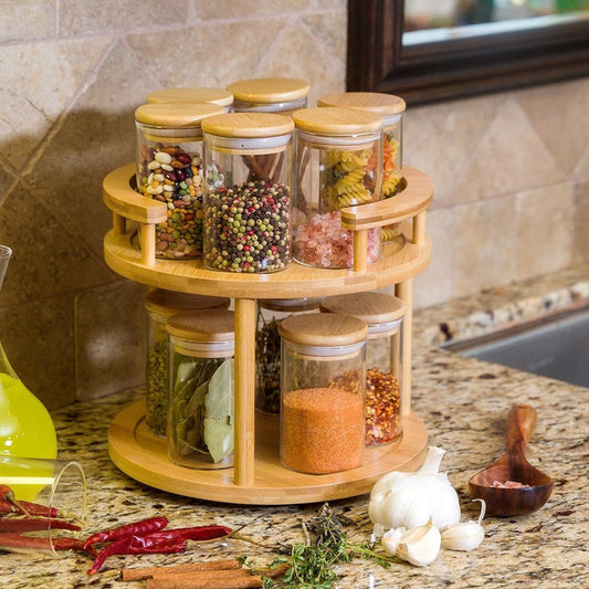 2 Tier Revolving Bamboo Rack