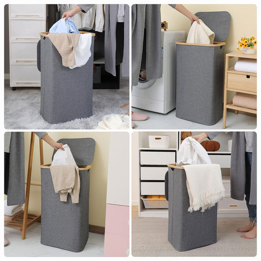 Foldable Laundry Storage Basket Grey-L