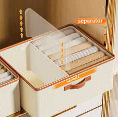 2 Partition Foldable Wardrobe Organizer-Offwhite