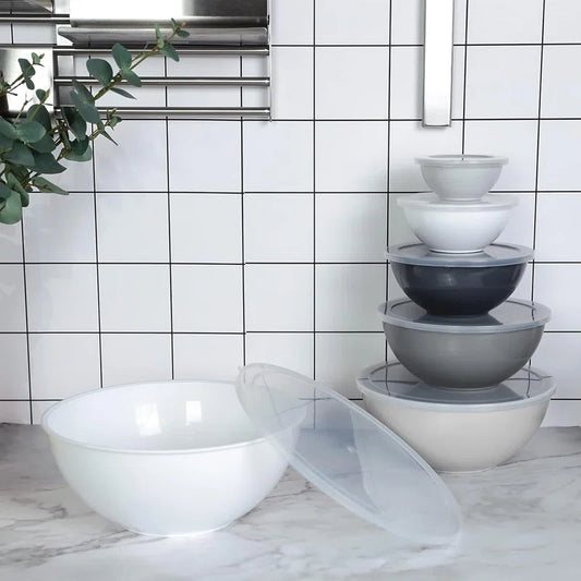 6 Pcs Nesting Bowl Set with Lid (White)