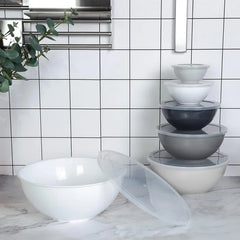 6 Pcs Nesting Bowl Set with Lid (White)