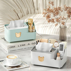 Bear Design Desktop Tissue Storage Box-Grey