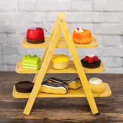 3 Tier Foldable Serving Wooden Tray
