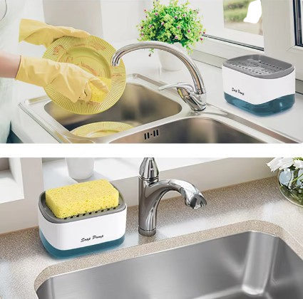 Kitchen Soap Dispenser with Sponge Holder