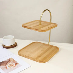 2 Tier Square Wooden Tray