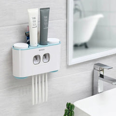 Wall-Mounted Toothpaste Dispenser & Toothbrush Holder