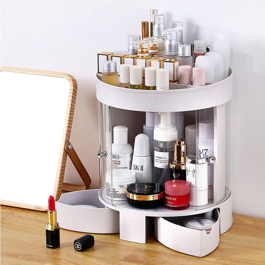 DRESSING TABLE ORGANIZER WITH 2 ROTATING JEWELRY DRAWERS