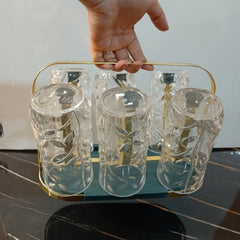 Golden Glass Stand Oval Shape