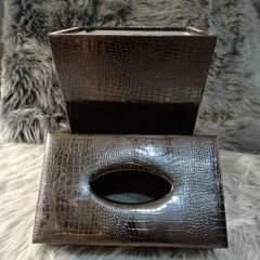 Leather DustBin+Tissue Box Set