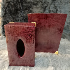 Leather DustBin+Tissue Box Set