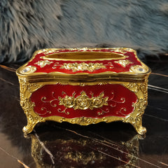 European Style Tissue Paper Box Case-Red Golden