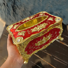 European Style Tissue Paper Box Case-Red Golden