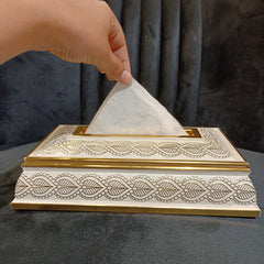 Tissue Box White&Golden