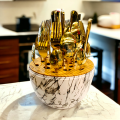 Golden 24 Piece Stainless Steel Cutlery Set