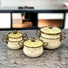 Ceramic Coating Cooking & Serving Pots-Offwhite