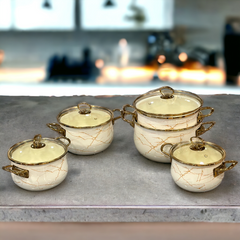 Ceramic Coating Cooking & Serving Pots-Offwhite