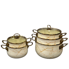 Ceramic Coating Cooking & Serving Pots-Offwhite