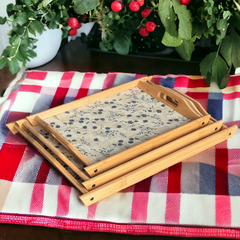 3 Pcs Wooden Tray Set
