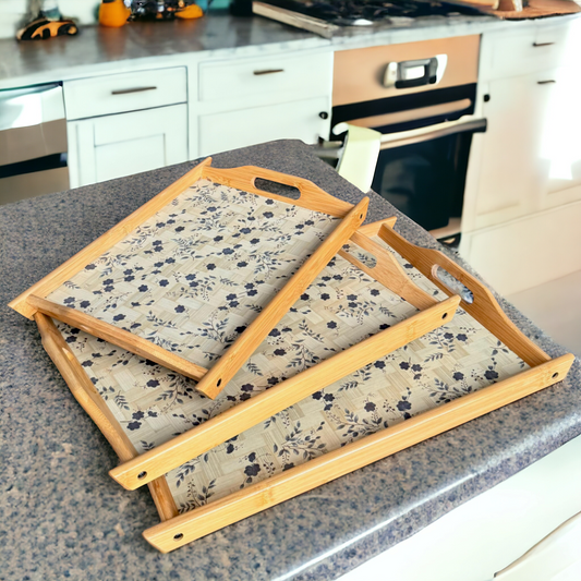 3 Pcs Wooden Tray Set