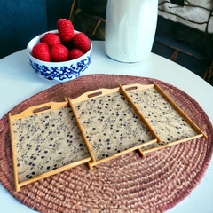 3 Pcs Wooden Tray Set