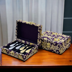 Hand Made Embroidered Jewellery Box-Purple