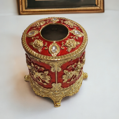 European Tissue Box Round-Red
