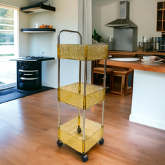 3 Tier Rolling Storage Cart-Brown