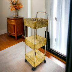 3 Tier Rolling Storage Cart-Brown
