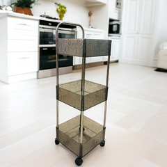 3 Tier Rolling Storage Cart-Black