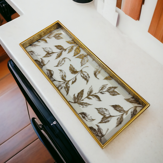 Golden Border Glass Tray (41x16cm) -D2