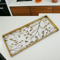 Golden Border Glass Tray (46x19cm) -D1