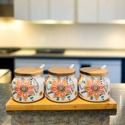 Ceramic Sugar Pot Set-D3