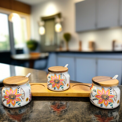 Ceramic Sugar Pot Set-D3