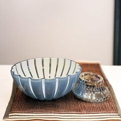 Acrylic Lining Design Bowl-Sky Blue