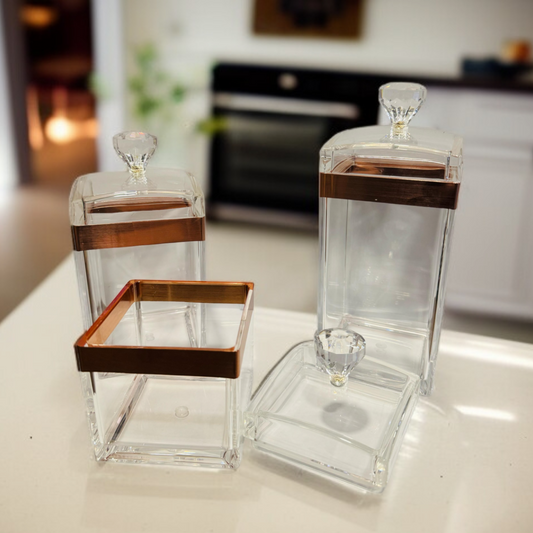 Acrylic 3 Pcs Airtight Jar Set-D1
