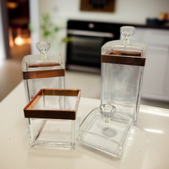 Acrylic 3 Pcs Airtight Jar Set-D1